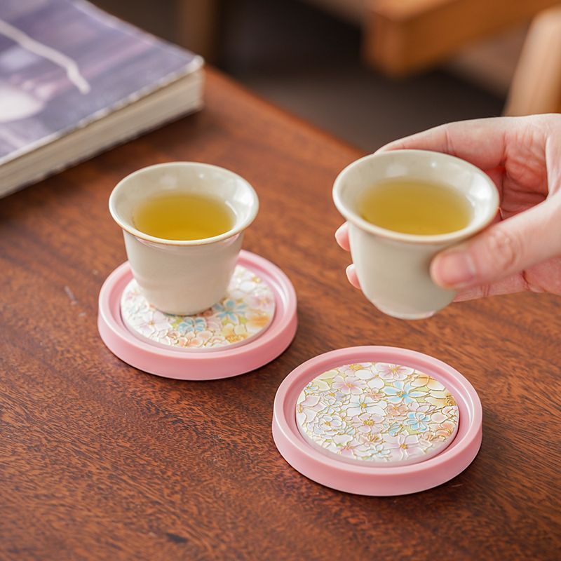 Pink Ceramic Tea Cup Mat Heat  - Ceramic Tile Blank 评论和价格